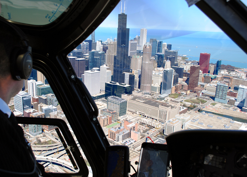 Getting up close and personal with the skyscrapers of Chicago during a helicopter ride