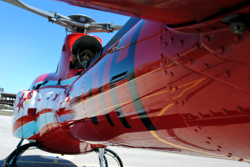 Tail end of the helicopter at Chicago Helicopter Experience