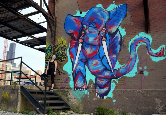 Technicolor Elephant in Fulton Market mural