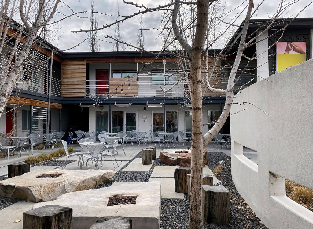 Year round firepits at The Modern Hotel  Boise - Visit Idaho Weekend Guide